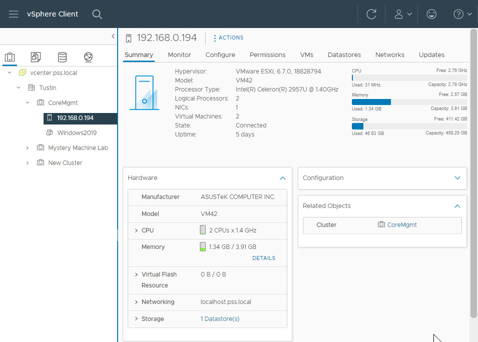 Asus VivoPC VM42 running ESXi 7 Update 2