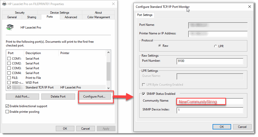 Change SNMP Community String