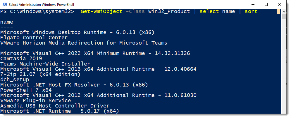 get-wmiobject for uninstallation of software