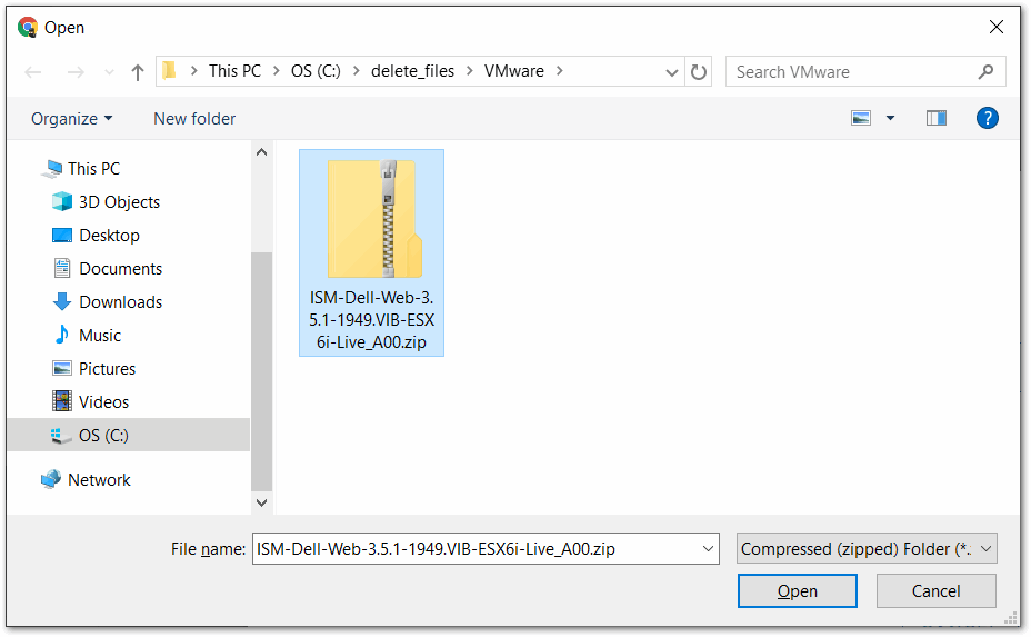Select Dell iSM file Select Dell iSM file